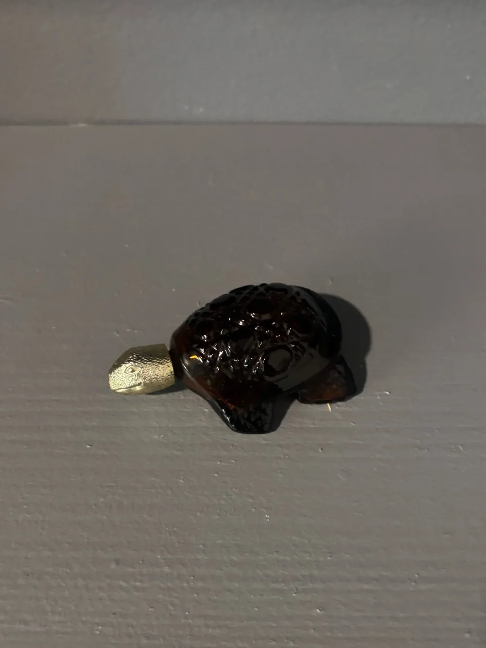 Avon Brown and Gold Glass Turtle Figurine
